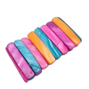 Abalone Shell Colorful Bracelet Stretch Wide Cuff Elastic Rainbow Colorful